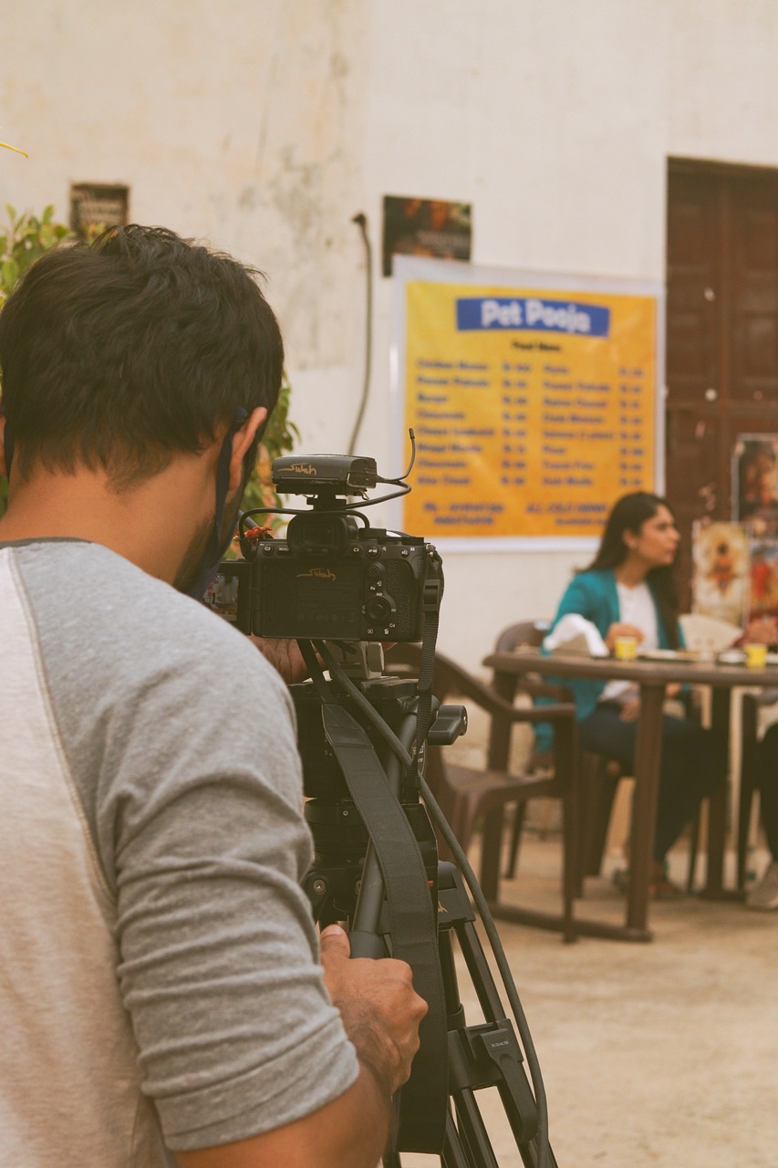 Movie shooting, cameraman