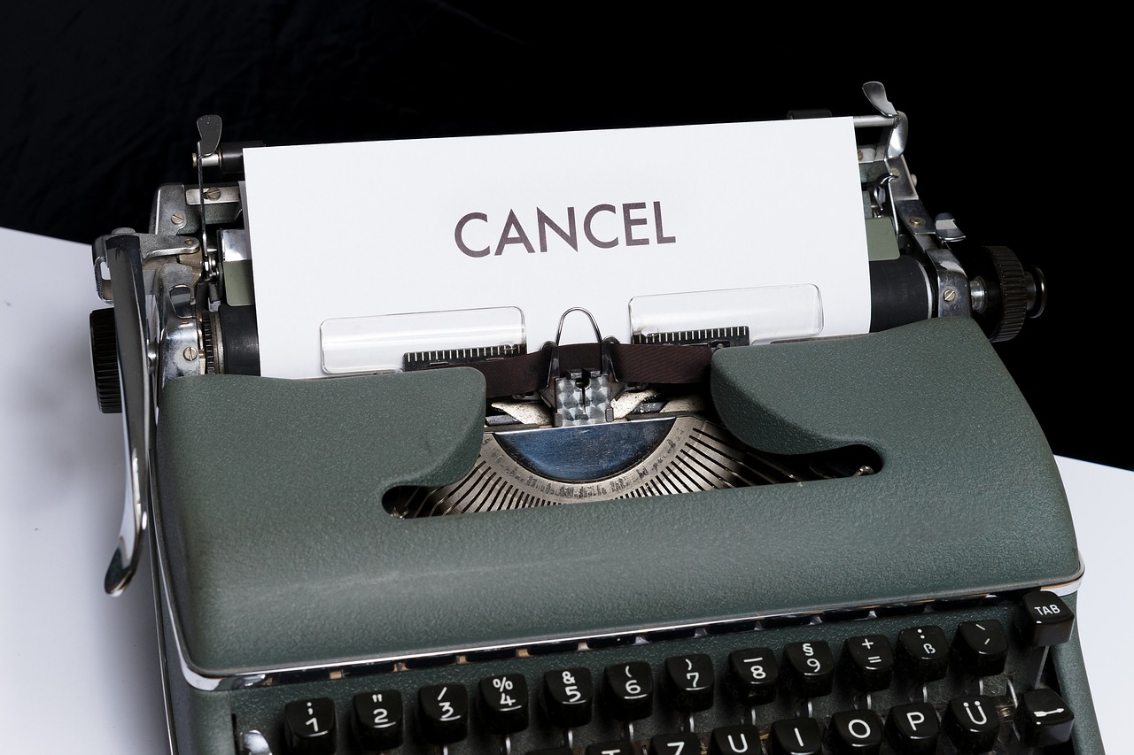 cancel, typewriter