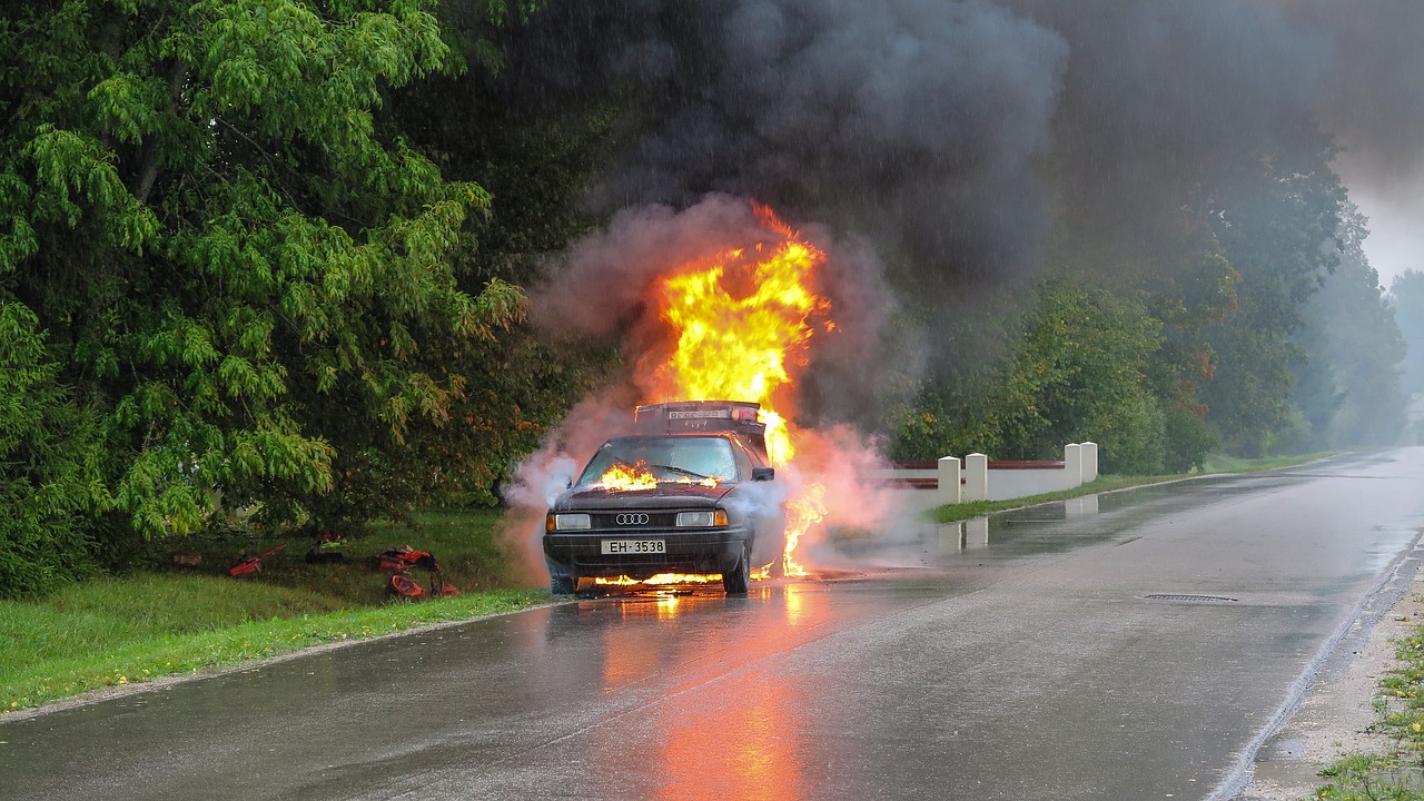 Car accident, Fire, Street image