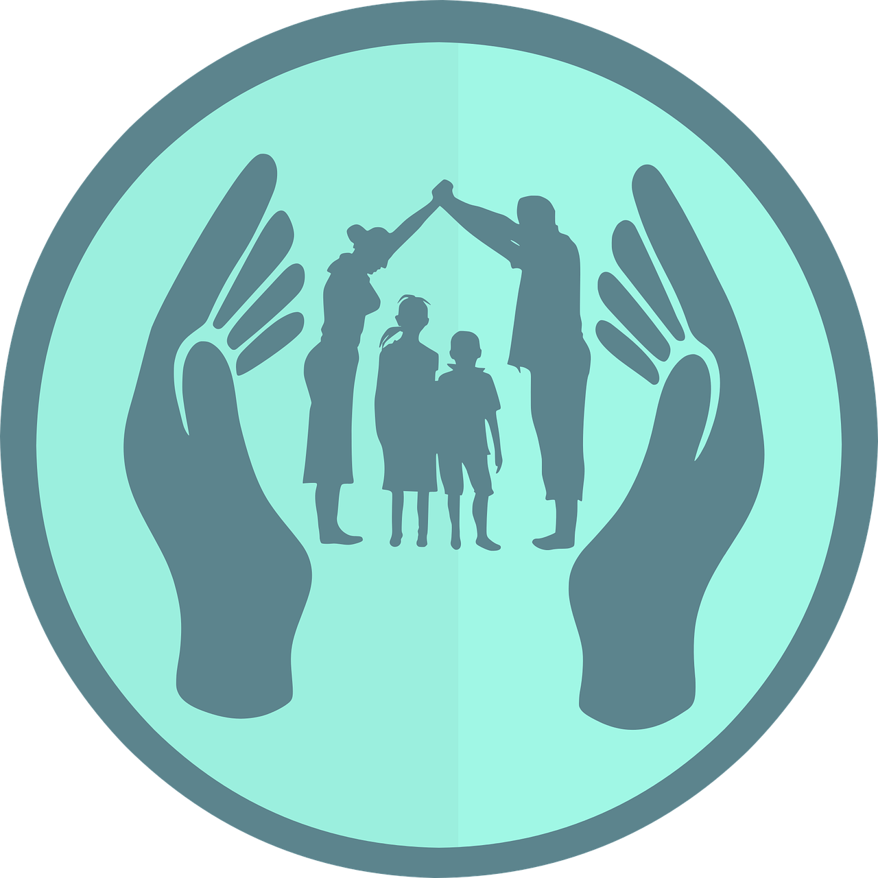 family protected by hands