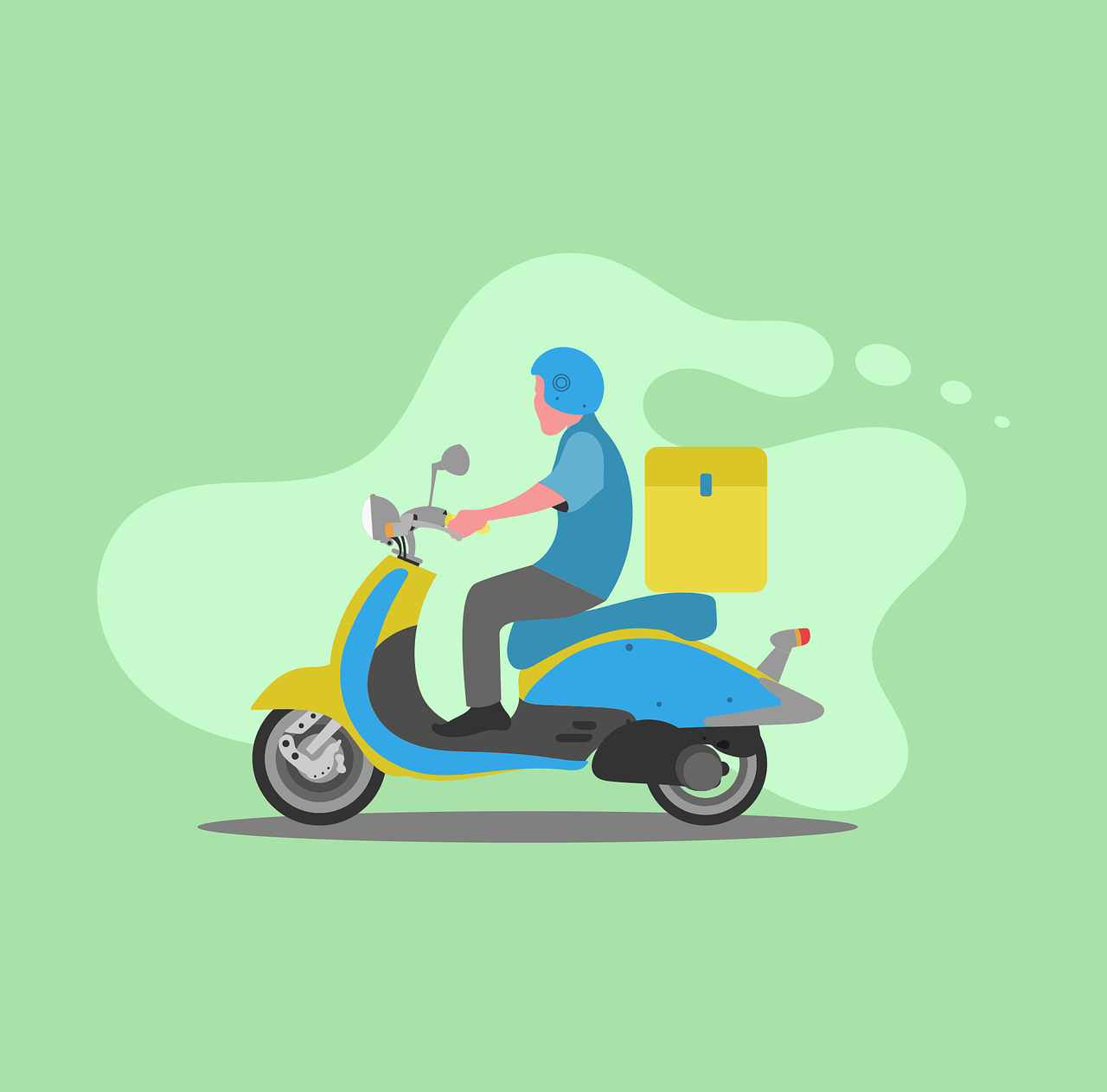 food delivery guy on a scooter