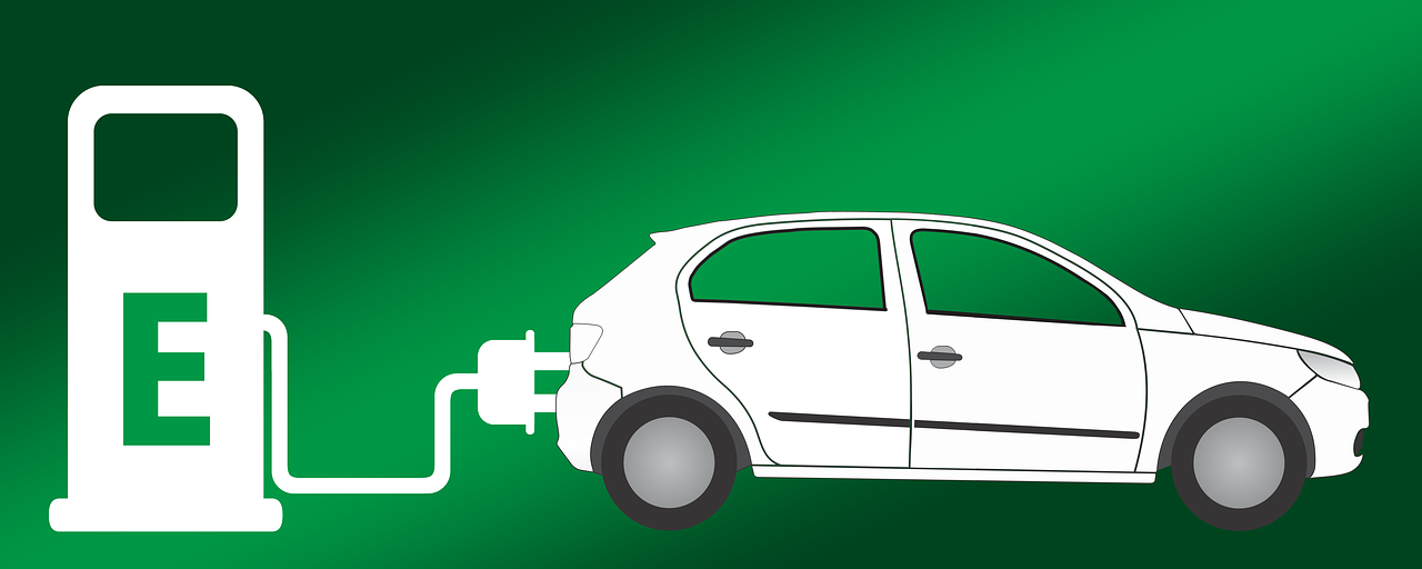 a cartoon of an EV and charger