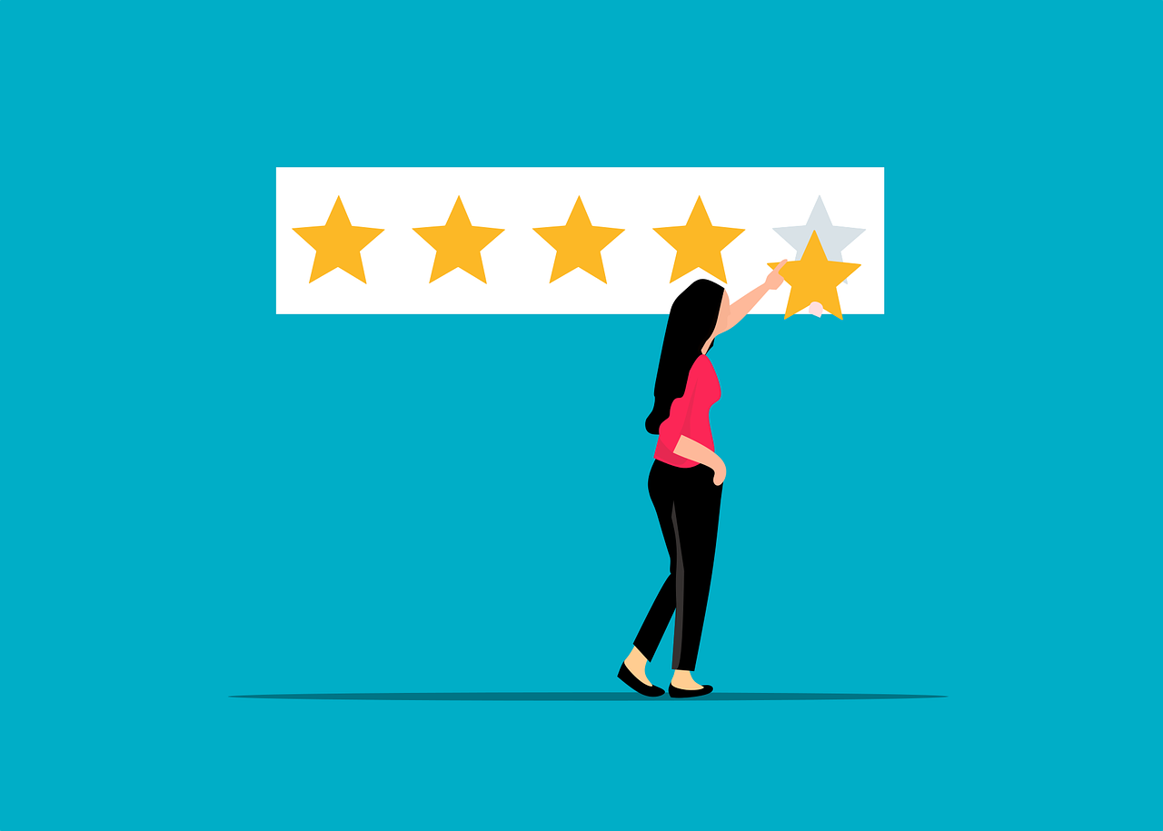 a woman deciding on star ratings