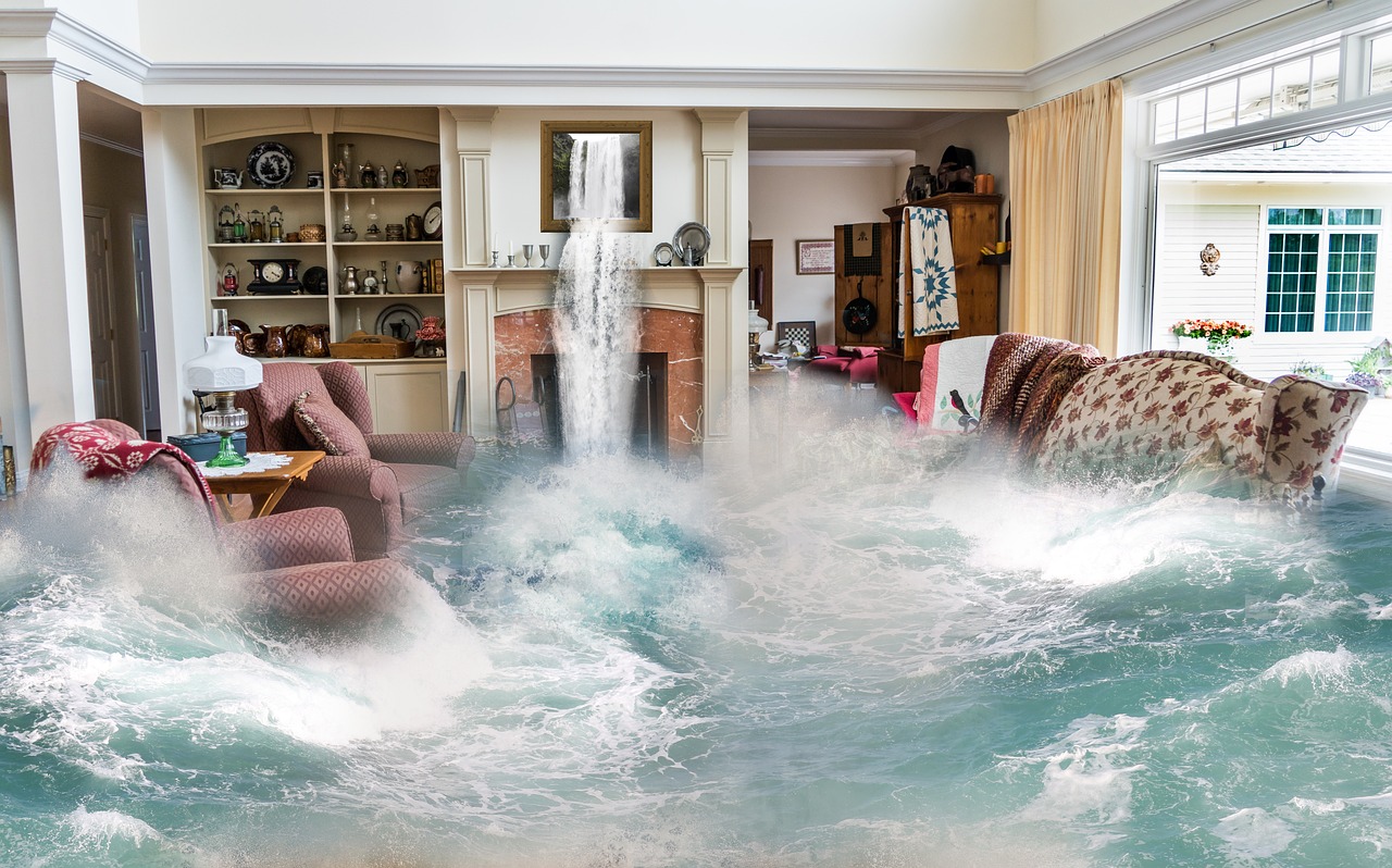Flooding, Surreal, Living room image.