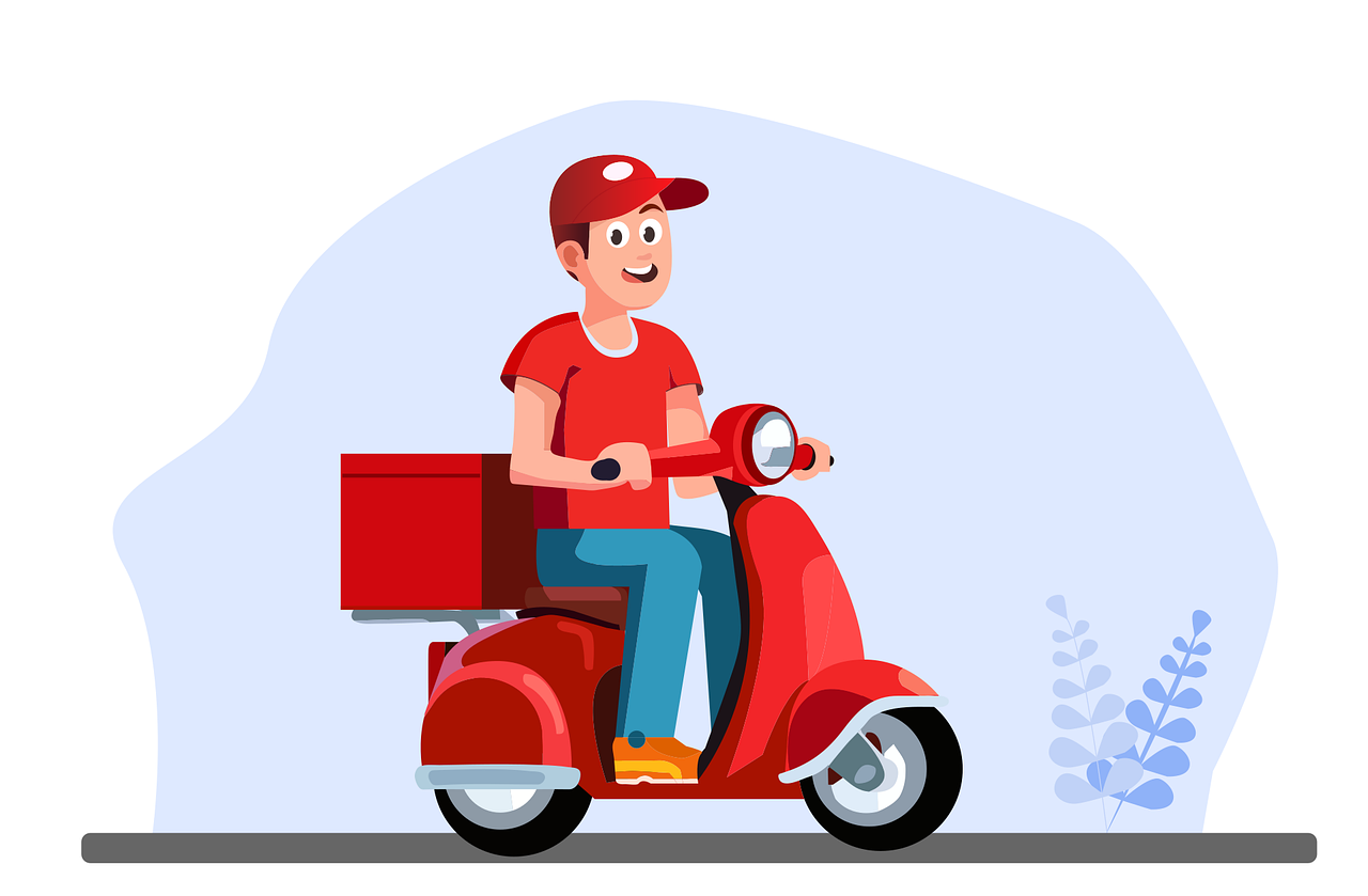 food delivery guy on a scooter