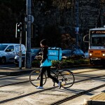 food delivery guy riding bicycle