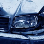 A car with dented headlight