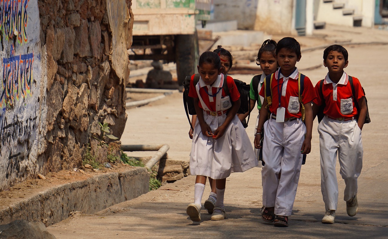Indian children going to school.