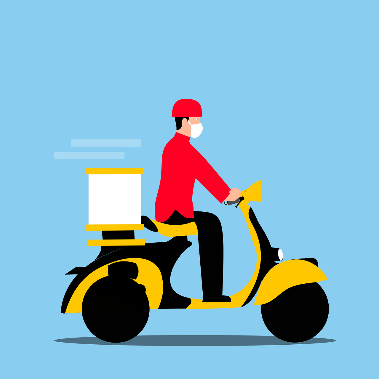 food delivery guy on a scooter