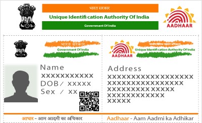 A sample of Masked Aadhaar card, with crucial information hidden