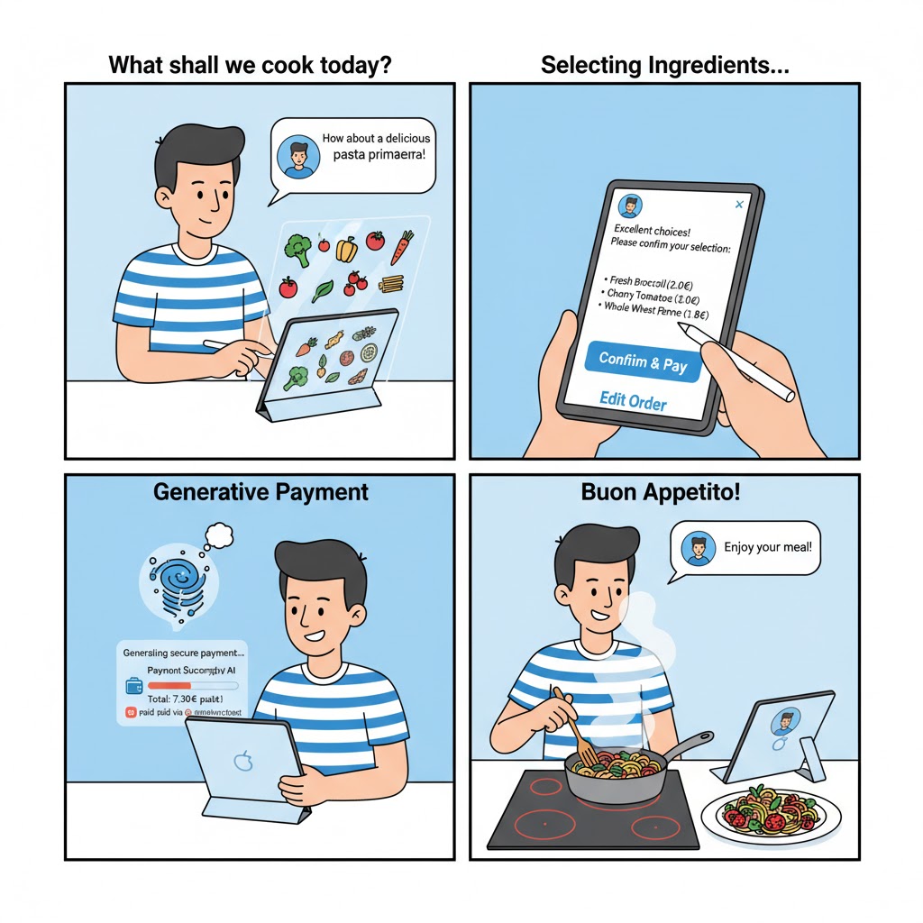 A cartoon of someone ordering via Agentic AI