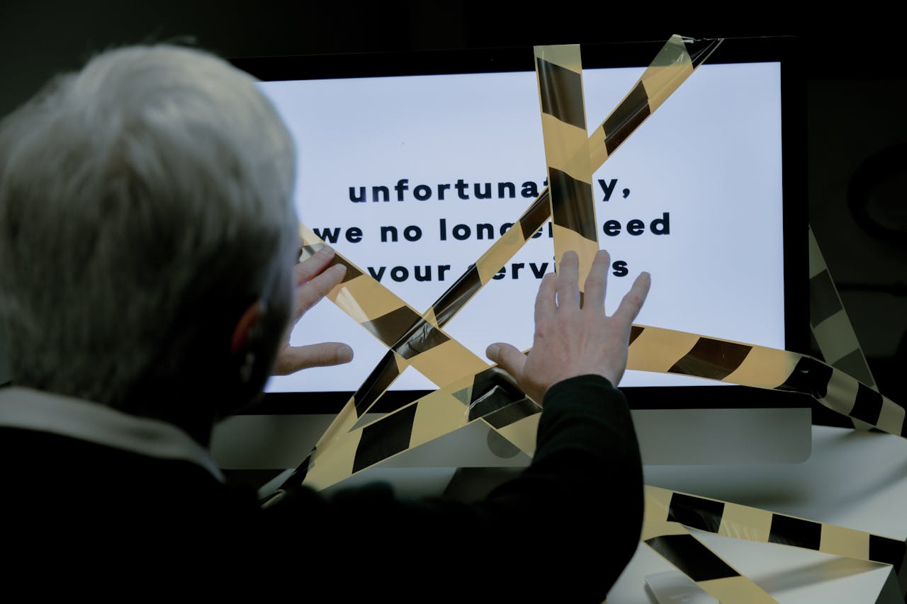 Elderly man is informed that he is dismissed - relates to Ageism in Jobs - How to Overcome Age Discrimination in Jobs